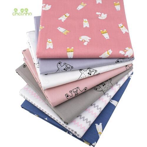 Chainho,Bears Series,Printed Twill Cotton Fabric,Patchwork Cloth For DIY Sewing&Quilting Baby&Childrens Material CC339,Tow Size