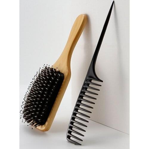 2pcs Paddle Hair Brush Bristles Detangling Hairbrush Massage Scalp Styling Tool for Women Men Straight Curly Wavy Dry Wet Hair