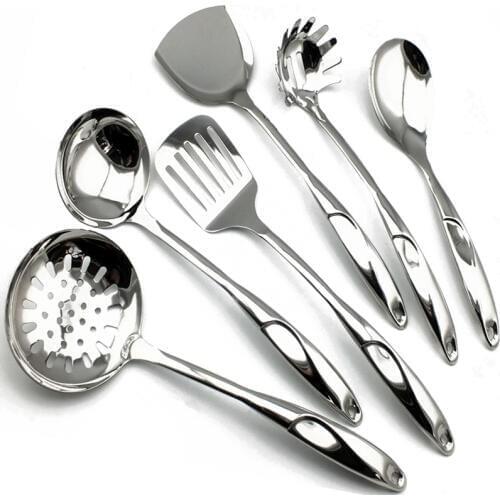 Spatula Slotted Spoon Scoop Cutlery Set Stainless Steel Hot Sale Dinnerware Set Kitchenware Cooking Scoop Dinner Tools 6pcs/set