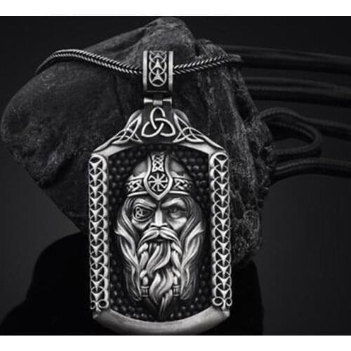 Nordic mythology style Jewelry on the neck Odinavia Viking charms pendant necklace men fashion retro tag Mens chain necklace