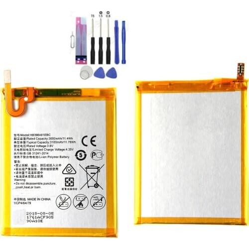 High quality Replacement Battery 3000Mah HB396481EBC For Huawei Honor 5X G7 Plus G8 G8X GR5 Mobile phone batteries+tools