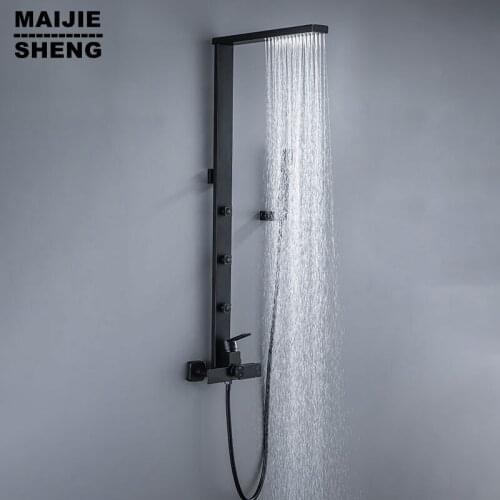 Rainfall Bath Shower Mixer Tap Bidet Sprayer Head Swivel Spout Bathroom Shower System Body Massage Jets Shower Faucet Set