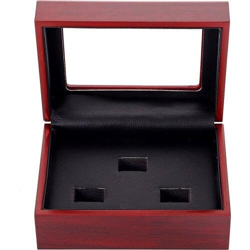 Glass Lid Wooden Championship Big Ring Display Luxury Jewelry Box 3-5 Hole