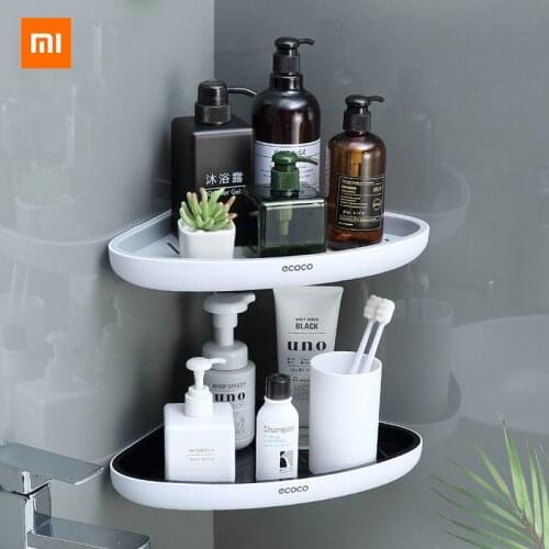 Xiaomi Corner Bathroom Organizer Shelf Shampoo Cosmetic Storage Rack Wall Mounted Kitchen Household Items Bathroom Accessories