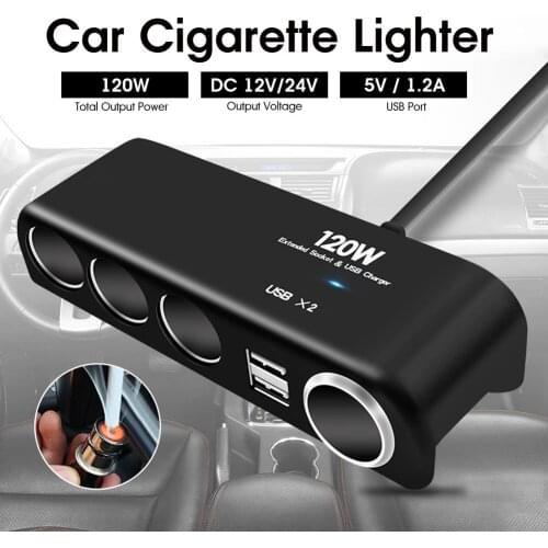 Universal One For Four Auto Power Distributor Car Interior Parts Accessories Mini Dual Usb Quick Charge Cigarette Lighter