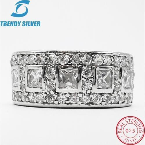Vintage rings silver real 925 sterling jewelry for women rose gold with stone zircon solid elegant