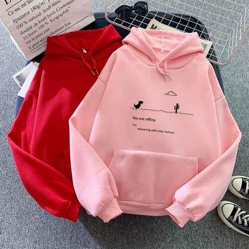 Womens Cute Dinosaur Hoodie Kawaii Hooded Sweatshirt Harajuku Jacket Letter Graphic Long Sleeve Sweatshirt Pullover Tops