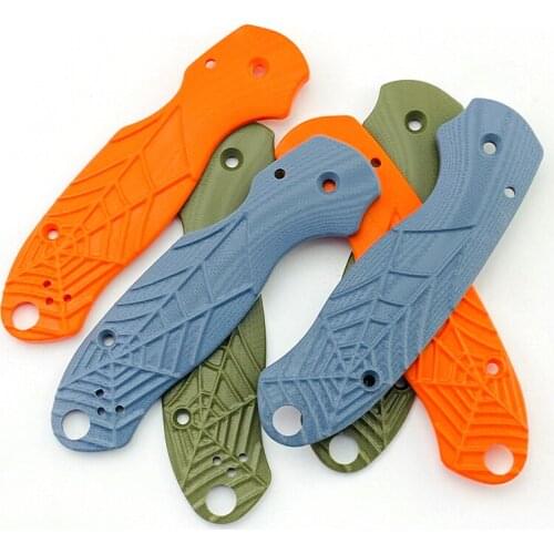 1pair Orange G10 Spider Web Design Knife Handle Grips for Spider Para 3 C223 Folding Knife Patch Material DIY Accessories