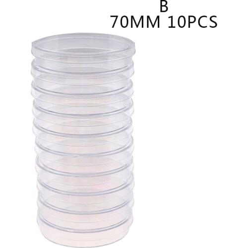 10Pcs 70mm Polystyrene Sterile Petri Dishes Bacteria Culture Dish for Laboratory Medical Biological Scientific Lab Supplies