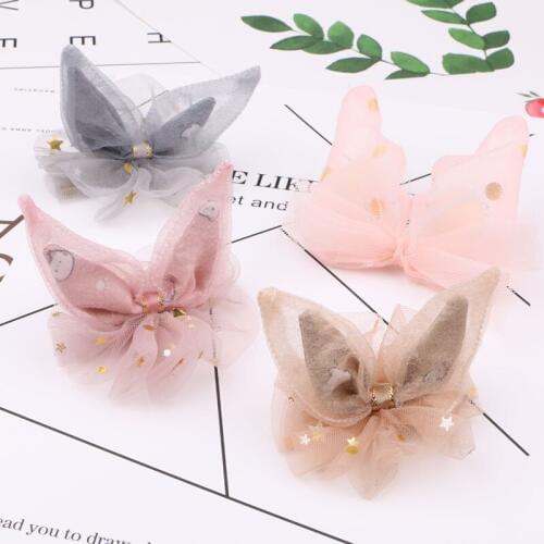 Kawaii Chiffon Fabric Flowers 2pcs/Lot Floral Earring Bow Patch stickers Girls Hair jewelry Headband Clip Garment Ornament DIY