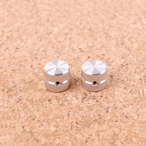 2Pcs Guitar Dome Tone Knobs Metal Silver Volume Control Switch Screw Type