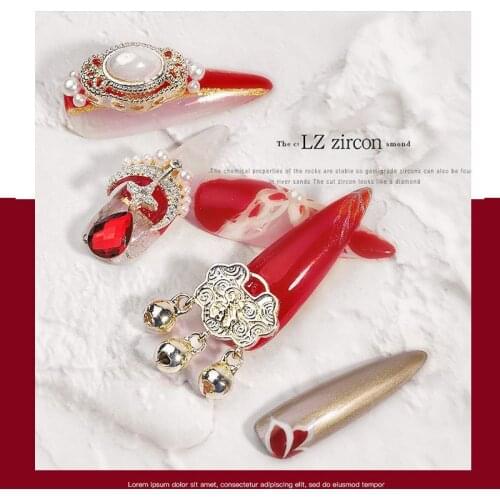 2 pcs of new style 2021 popular new style lz3D zircon nail art retro pearl diamond super flash nail decoration nail art