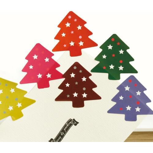 200pcs Merry Christmas Tree Paper Stickers Scrapbooking Self-adhesive Christmas Gift Stickers Label Xmas Sealing Stickers