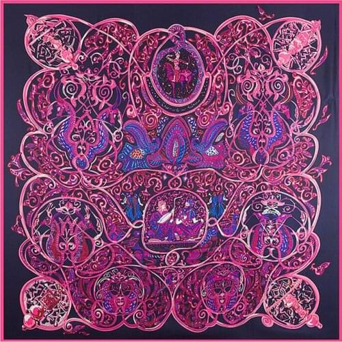 31 colors 130cm*130cm 2018 New Brand Bandana Shawl Twill Silk Scarf Floral Square Scarves Print Kerchief Woman Headband