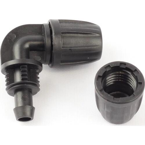 50pcs 8/11mm Garden Hose Equal Elbow Thread Lock 90 Degree Hose Elbow Quick Connector Plant Irrigation System Soft Pipe Fittings