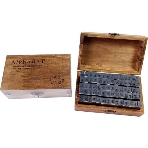 70 Pcs/set DIY Stamp Standard Alphabet Number & Symbol Wooden Box Vintage Scrapbooking Stationary Office School Supplies