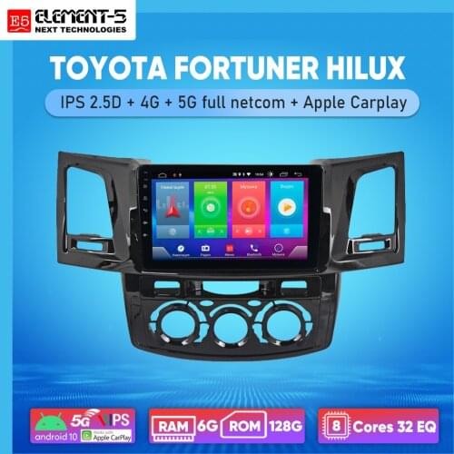 ELEMENT-5 10“ 6G+128G Android 10 4G 5G NET WIFI RDS DSP Car Radio For TOYOTA FORTUNER HILUX, Navigation GPS HiFi