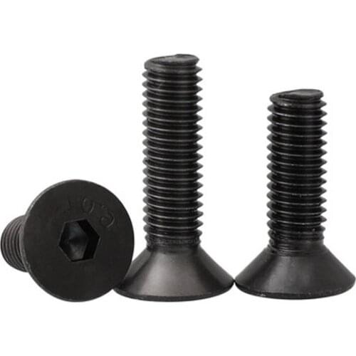 M6 Hex socket Screw Countersunk Head Screws Left thread Bolts Black 10.9 Grade 10-50mm Length