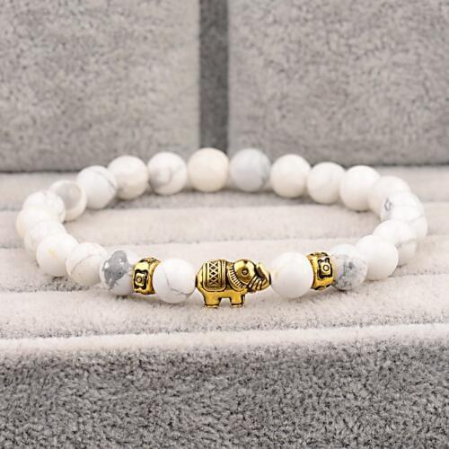 Natural Stone Bracelet White Mens Bracelets 2018 Gold Boho Bracelet Elephant Vintage Black Lava Stone Bracelet Wooden Pulseras