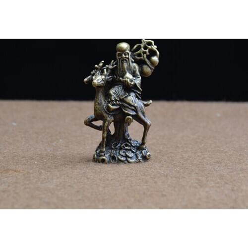 Fengshui Good Luck Bronze Ware Longevity Bronze Statue Longevity God Riding Deer Buddha Health Safety Ornament
