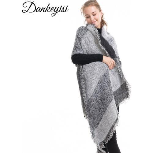 DANKEYISI Scarf Women Shawls Winter Warm Scarf Pashmina Luxury Brand Wraps Wool Cashmere Thick Plaids Hijab Capes Bevel Towel