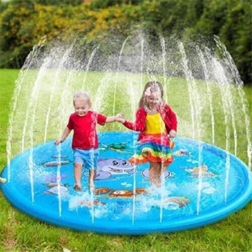 Baby Water Mat Kids Sprinkler Pad Mat Children Summer Outdoor Water Splash Play Mat Lawn Inflatable Sprinkler Cushion Toy