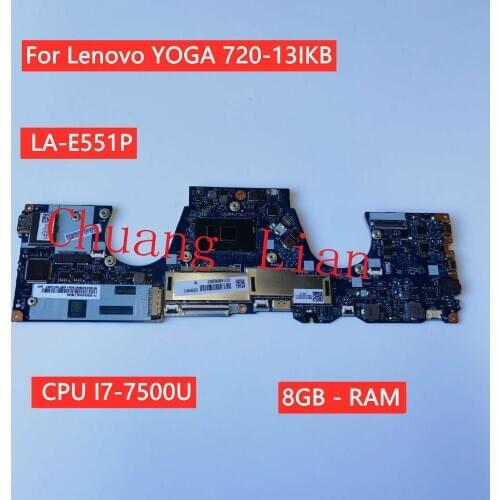 DIZY6 LA-E551P Laptop motherboard for Lenovo YOGA 720-13IKB Original mainboard with CPU I7-7500U 8GB-RAM 100% Fully Teste