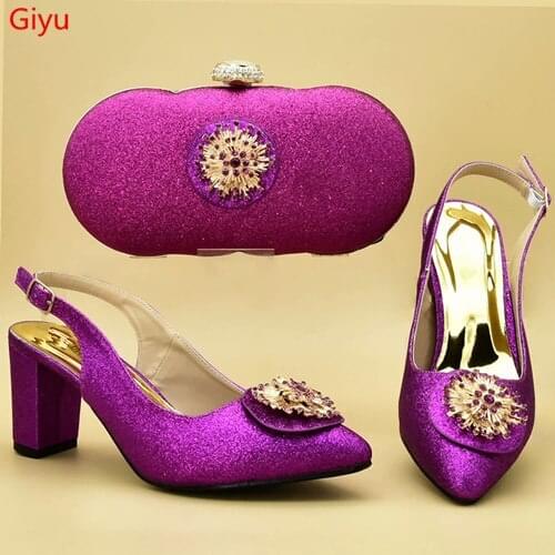 Doershow fashion fuchsia Italian Shoes With Matching Bags African Women Shoes and Bags Set For Prom Party Summer Sandal!SXD1-1