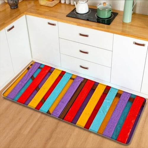 Hogar Kitchen Carpet 3D Printed Color Wood Grain Btah Mat Doormat Anti-skid Living Room Bedroom Rugs Floor Mat Personalized Mat