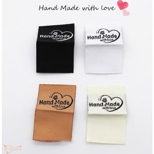 100Pcs Cloth Labels Tags Handmade With Love Label For Clothes Hand Made Fold Sewing Tag DIY Hat/Bags Garment Accessories