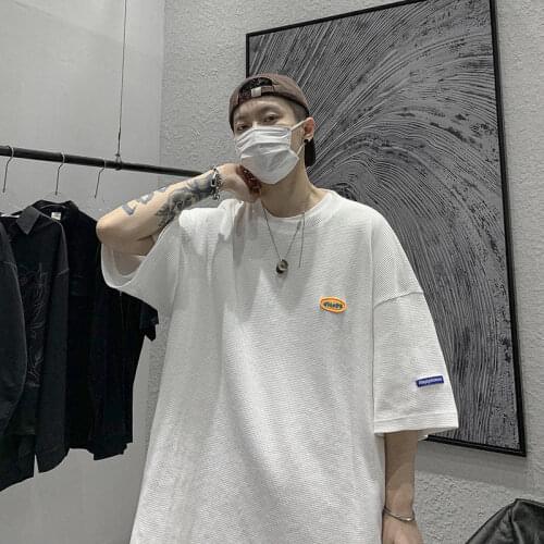 Mens T Shirt Cotton Solid Short Sleeve O Neck Plus Size Loose Korean Fashion Harajuku Hip Pop xxxxl Male Summer Simple Shirts