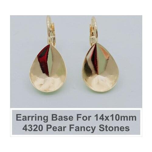 Ms Betti Pear Fancy Stone 4320 10x14mm Crystal French Hook Earring Bases For DIY Copper Fittings Findings Jewelry Accessories