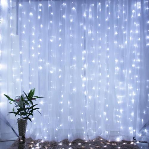 3x3m LED Christmas Wedding Curtain String Lights 8 Modes IP44 300 LEDs Diode Garlands Fairy Lights Indoor Outdoor Garden Decor