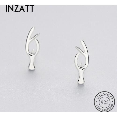 INZATT Punk Real 925 Sterling Silver Branch Shape Stud Earrings 2018 Fashion Accessories Gifts For Women birthday Fine Jewelry