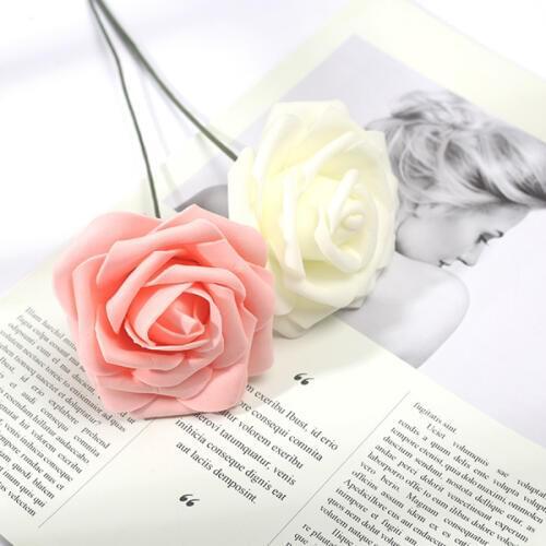 6CM Foam Rose Artificial Flower for Bride Wedding Home Decoration DIY Craft Wreath Gift Decor Fake Flower Scrapbooking Supplies