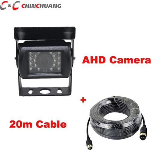 AHD 1080P Car Backup Rear View Reverse Sony CCD Camera for Truck Bus RV Caravan Van with 20m 4-Pin Aviation Connector Cable