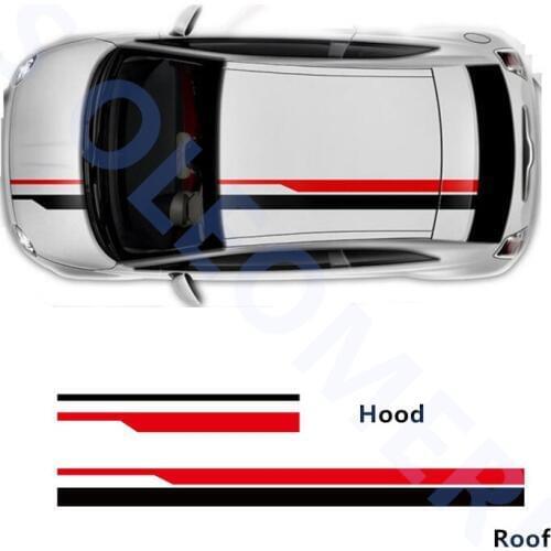 Hood+Roof Decal Racing Lines Vinyl Sticker For Volkswagen Ford Chevrolet Car Styling Auto Body Customized Stickers