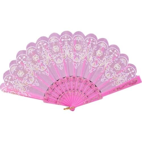 Chinese Style Fan Dance Wedding Lace Silk Folding Handmade Flower Fans Decorative event party supplies Wedding Home19JUL29