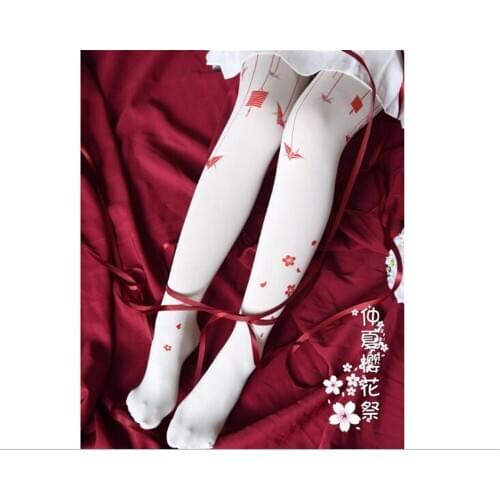 Lolita Girl Pantyhose Halloween Cosplay Women Stockings Gothic Style Vintage Print Tights socks D062