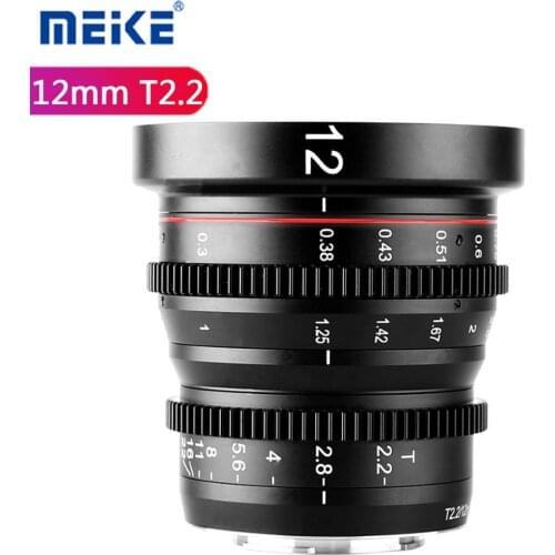 Meike MK 12MM T2.2 Large Aperture Manual Focus Cine Lens for Micro Four Thirds (MFT, M4/3) Mount for Olympus Panasonic Lumix