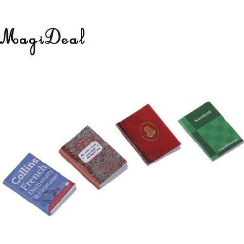 4 Pieces 1/12 Dollhouse Miniature Accessory Colorful Notebooks Study Room Living Room Decoration Dolls Accessories Toy