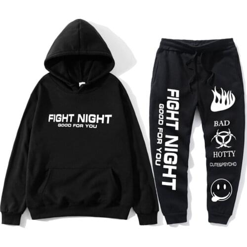 Mens and womens white street hip-hop suit 2020 printed long sweatshirt + sweatpants autumn and winter fashion hoodie + pants