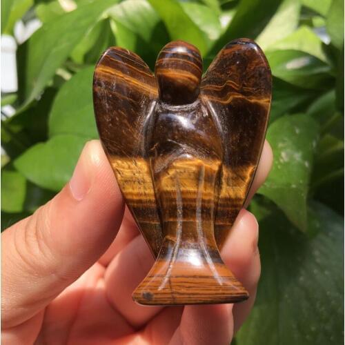 Natural Tiger Eye Quartz Crystal Hand-carved Angel