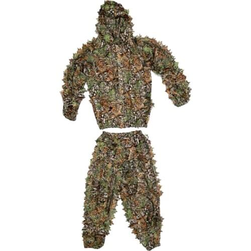 New Hunting clothes 3D Leaves Huntting Camouflage Clothes Ghillie Suit Jacket Hooded Pants Jungle Youth Adult Clothing Suit