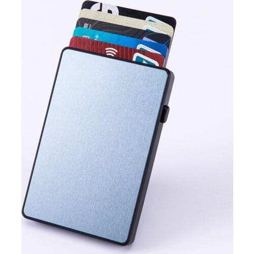 New RFID Blocking Smart Card Wallet Thin Unisex Automatically Pop Up ID Bank Card Holder Metal Credit Card Case Business Mini
