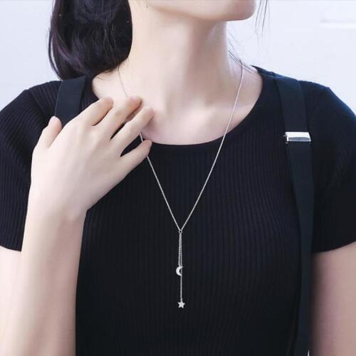 Everoyal Charm Female Moon Star Pendant Necklace For Women Jewelry Vintage Girls 925 Silver Necklace Lady Anniversary Birthday