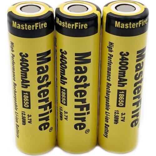 MasterFire 4pcs/lot Original 3.7V 12.58Wh 3400mah 18650 High Performance Rechargeable Lithium Battery for Laptop Batteries