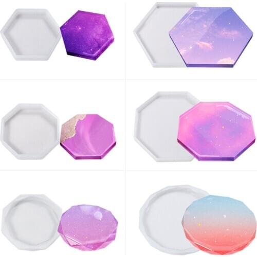 Crystal Epoxy Coaster Resin Mold Cup Mat Pad Casting Silicone Mould DIY Crafts Jewelry Making Tools