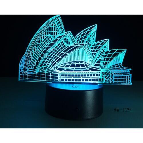 Romantic Sydney Opera House Night Light USB Touch 7 Color Change Lamp 3D LED Desk Cafe Bar Restaurant Table Mall Lighting AW-129