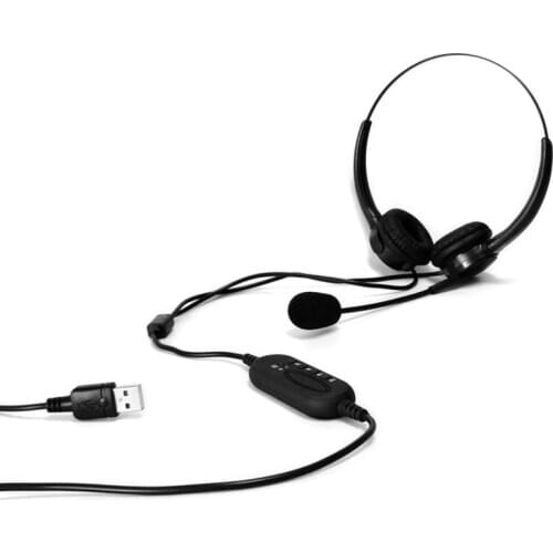 USB Noise Reduction Headset with Microphone Gooseneck Mic Call Center Office PC Computer On Ear Wired Headphones